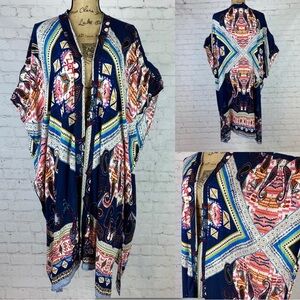 Do Everything In Love Fun Boho Print Open Front Kimono